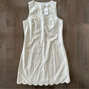 NWT J Crew‎ Factory Linen Cotton Sheath Dress Scallop Detail Summer Vacation 2